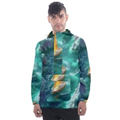 Double Exposure Flower Men s Front Pocket Pullover Windbreaker by Cemarart