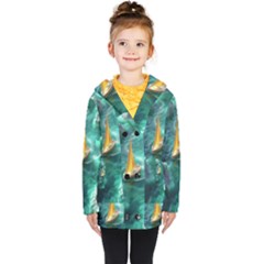 Mountains Sunset Landscape Nature Kids  Double Breasted Button Coat by Cemarart