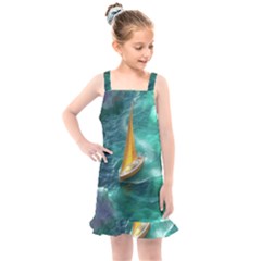 Mountains Sunset Landscape Nature Kids  Overall Dress by Cemarart