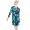 Valley Night Mountains Button Long Sleeve Dress View1
