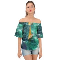 Valley Night Mountains Off Shoulder Short Sleeve Top by Cemarart