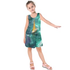 Dolphin Swimming Sea Ocean Kids  Sleeveless Dress