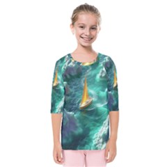 Dolphin Sea Ocean Kids  Quarter Sleeve Raglan T-shirt