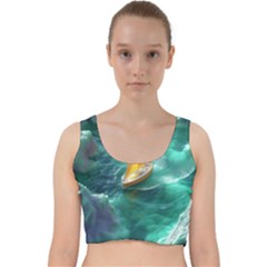 Moon Moonlit Forest Fantasy Midnight Velvet Racer Back Crop Top by Cemarart