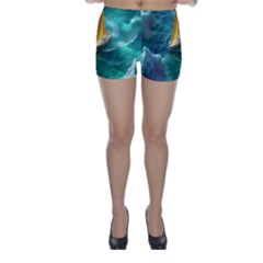 Dolphins Sea Ocean Water Skinny Shorts by Cemarart