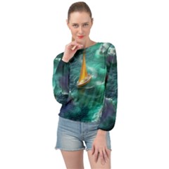 Moon Moonlit Forest Fantasy Midnight Banded Bottom Chiffon Top by Cemarart