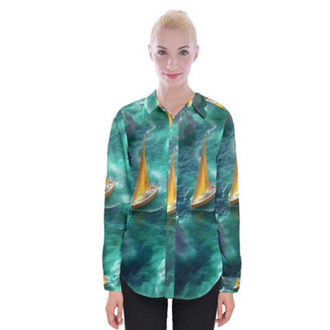 Dolphins Sea Ocean Water Womens Long Sleeve Shirt by Cemarart