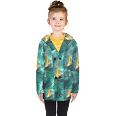 Dolphins Sea Ocean Water Kids  Double Breasted Button Coat by Cemarart