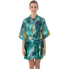 Dolphins Sea Ocean Water Half Sleeve Satin Kimono 