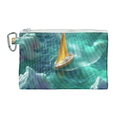Dolphins Sea Ocean Water Canvas Cosmetic Bag (large) by Cemarart