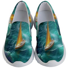 Dolphins Sea Ocean Water Kids Lightweight Slip Ons by Cemarart