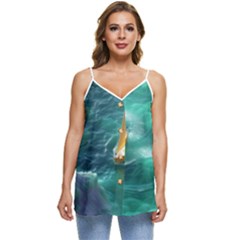 Moon Moonlit Forest Fantasy Midnight Casual Spaghetti Strap Chiffon Top by Cemarart