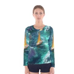 Silk Waves Abstract Women s Long Sleeve T-shirt