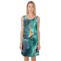 Silk Waves Abstract Sleeveless Satin Nightdress