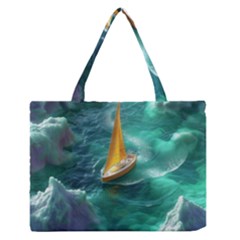 Silk Waves Abstract Zipper Medium Tote Bag