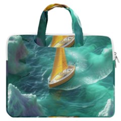 Dolphins Sea Ocean Water Macbook Pro 13  Double Pocket Laptop Bag by Cemarart