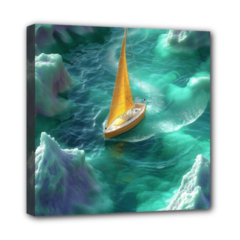 Seascape Boat Sailing Mini Canvas 8  X 8  (stretched)