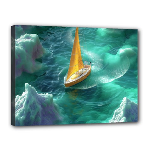 Seascape Boat Sailing Canvas 16  X 12  (stretched)