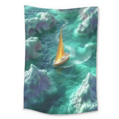 Seascape Boat Sailing Large Tapestry