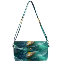 Seascape Boat Sailing Removable Strap Clutch Bag by Cemarart
