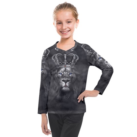 Lion King Of The Jungle Nature Kids  Long Mesh T-shirt by Cemarart