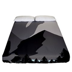 Mountain Wolf Tree Nature Moon Fitted Sheet (california King Size)