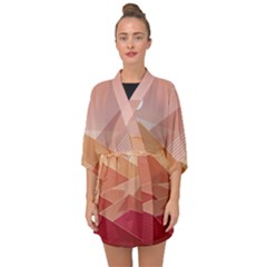 Mountains Sunset Landscape Nature Half Sleeve Chiffon Kimono by Cemarart