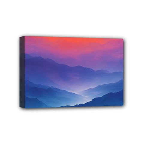 Valley Night Mountains Mini Canvas 6  X 4  (stretched)