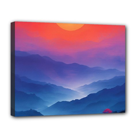 Valley Night Mountains Canvas 14  X 11  (stretched)