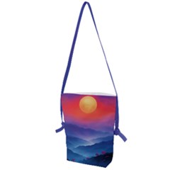 Valley Night Mountains Folding Shoulder Bag by Cemarart