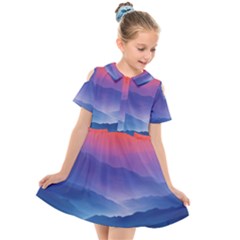 Valley Night Mountains Kids  Short Sleeve Shirt Dress