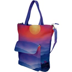 Valley Night Mountains Shoulder Tote Bag by Cemarart