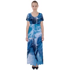 Dolphin Swimming Sea Ocean High Waist Short Sleeve Maxi Dress by Cemarart