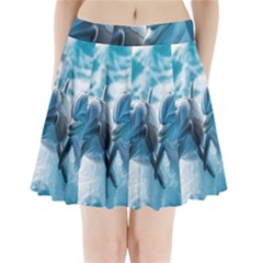 Dolphin Swimming Sea Ocean Pleated Mini Skirt