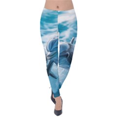 Dolphin Swimming Sea Ocean Velvet Leggings