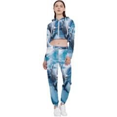 Dolphin Swimming Sea Ocean Cropped Zip Up Lounge Set