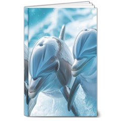 Dolphin Swimming Sea Ocean 8  X 10  Hardcover Notebook