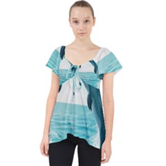 Dolphin Sea Ocean Lace Front Dolly Top by Cemarart