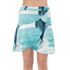 Dolphin Sea Ocean Wrap Front Skirt by Cemarart