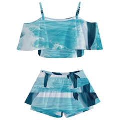 Dolphin Sea Ocean Kids  Off Shoulder Skirt Bikini by Cemarart