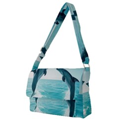 Dolphin Sea Ocean Full Print Messenger Bag (l)