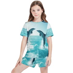Dolphin Sea Ocean Kids  T-shirt And Sports Shorts Set by Cemarart
