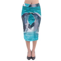 Dolphins Sea Ocean Midi Pencil Skirt