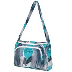 Dolphins Sea Ocean Front Pocket Crossbody Bag by Cemarart