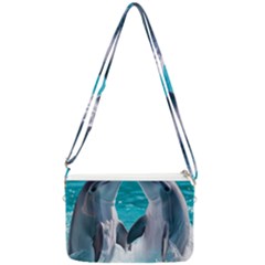 Dolphins Sea Ocean Double Gusset Crossbody Bag by Cemarart