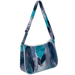 Dolphins Sea Ocean Zip Up Shoulder Bag by Cemarart