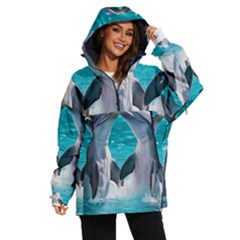 Dolphins Sea Ocean Women s Ski And Snowboard Jacket by Cemarart