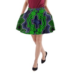 Authentic Aboriginal Art - After The Rain A-line Pocket Skirt by hogartharts