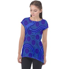 Authentic Aboriginal Art - Rivers Around Us Cap Sleeve High Low Top by hogartharts