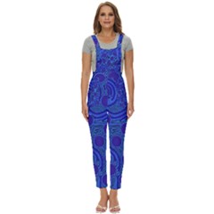 Authentic Aboriginal Art - Rivers Around Us Women s Pinafore Overalls Jumpsuit